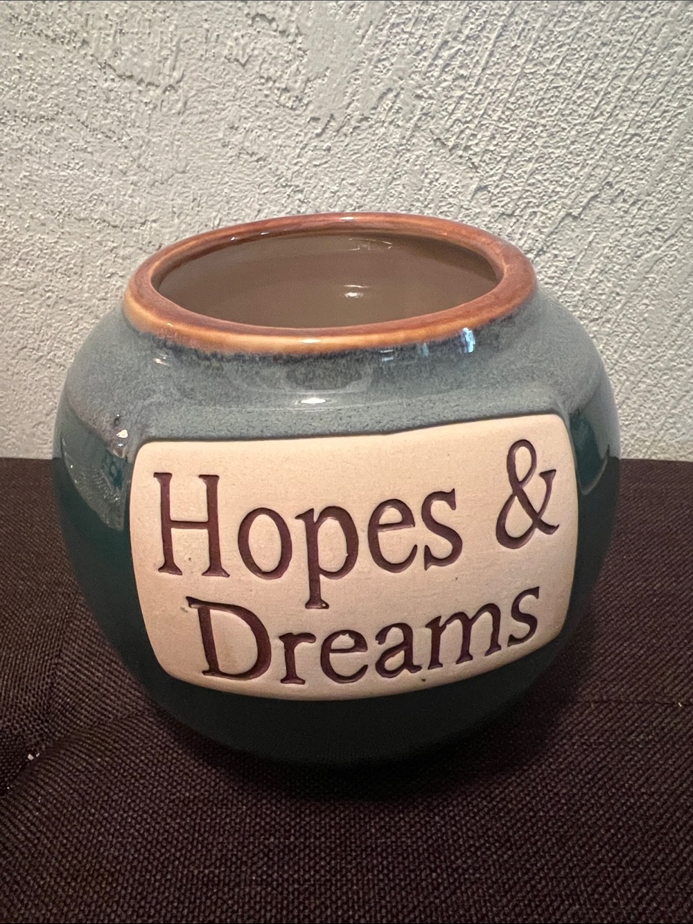 #2304*”4x5”Hopes & Dreams Teal Ceramic Decorative Vase